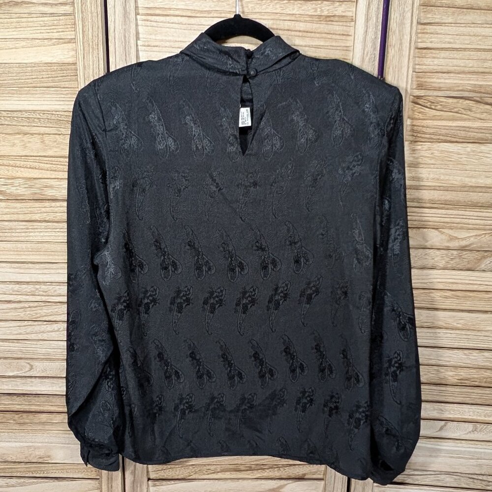 Notations Blouse Black Patterned Vintage Size 16 - image 6